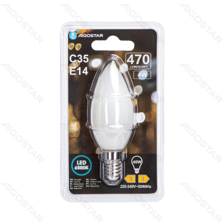 LED pieniškai baltas atspalvis filamentinė lemputė C35 E14 4W