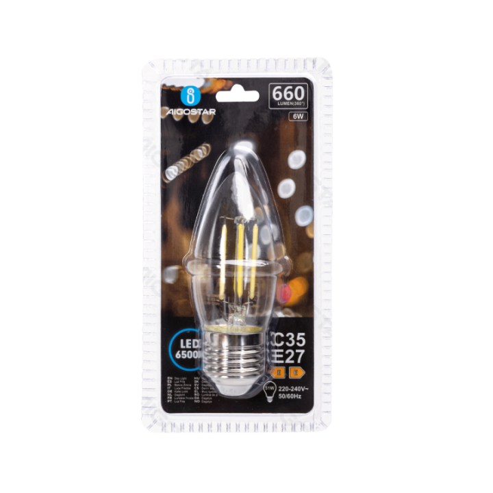 LED Filament Bulb (Clear) C35 E27 6W
