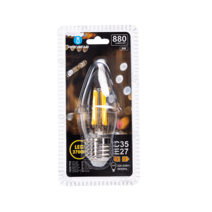 LED Filament Bulb (Clear) C35 E27 8W