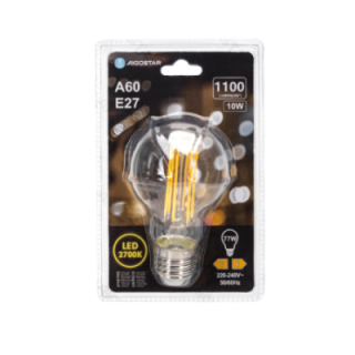 LED Siūlinė lemputė (Skaidri) A60 E27 10W