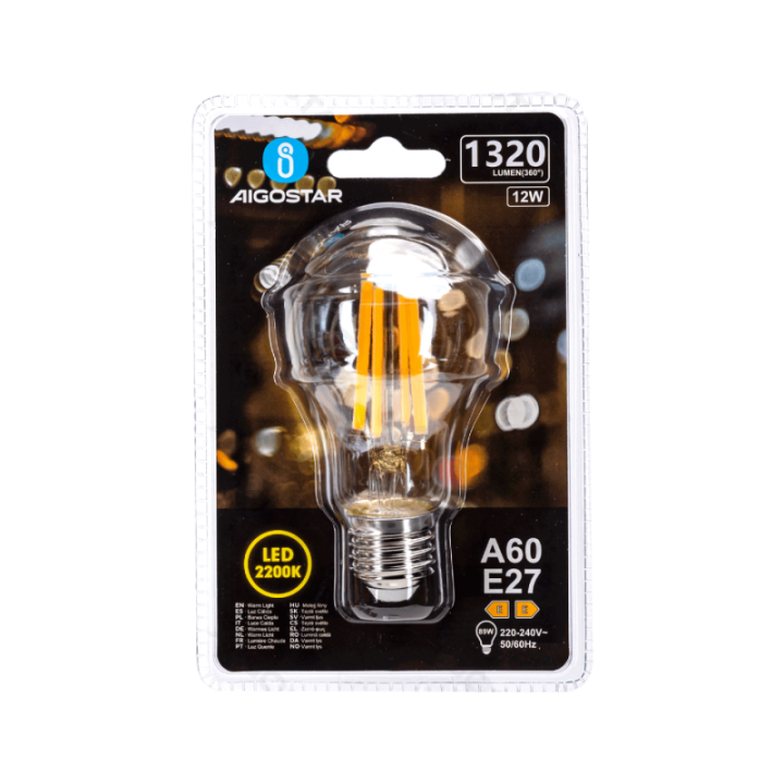 LED Filament Bulb (Amber) A60 E27 12W