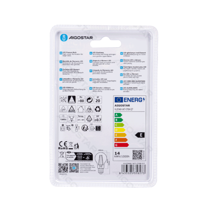 LED Filament Bulb (Clear) A60 E27 14W