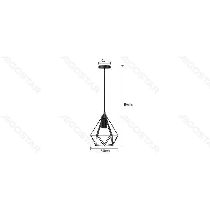 Iron Pendant Lamp (Without Light Source) Black E27