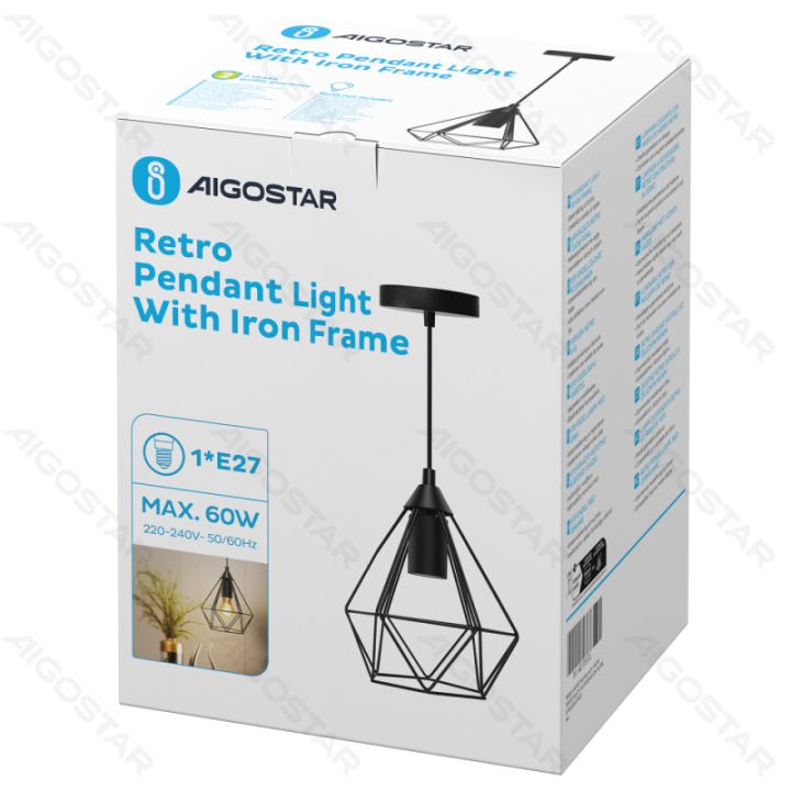 Iron Pendant Lamp (Without Light Source) Black E27