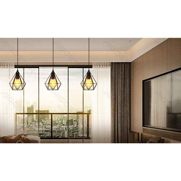 Iron Pendant Lamp (Without Light Source) Black E27