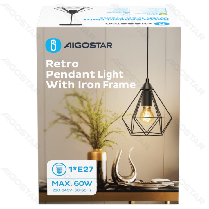 Iron Pendant Lamp (Without Light Source) Black E27