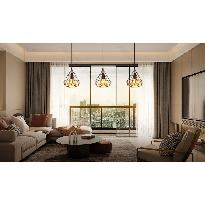 Iron Pendant Lamp (Without Light Source) Brown E27