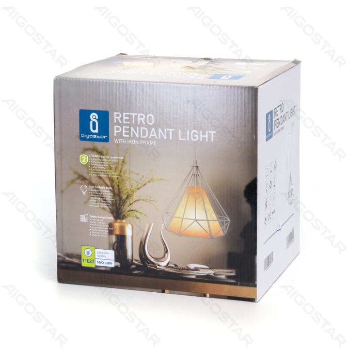 Geležinis pakabinamas šviestuvas (be šviesos šaltinio) Baltas E27