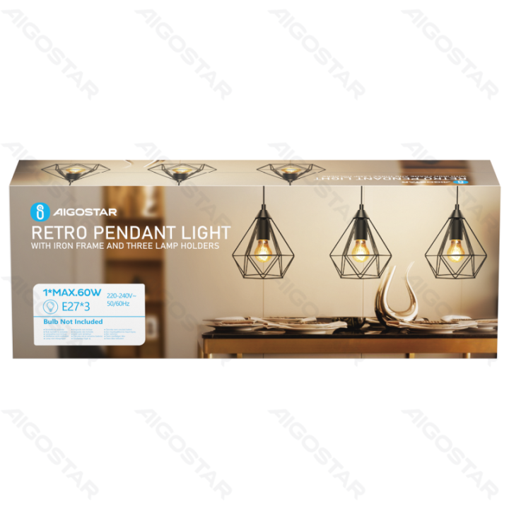 Geležinis pakabinamas šviestuvas E27x3 (be šviesos šaltinio)