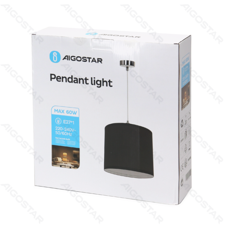 Audinio pakabinamas šviestuvas (be šviesos šaltinio) Juodas E27