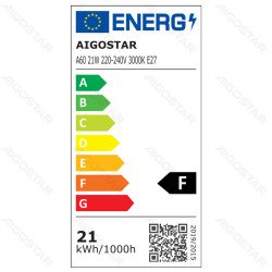 LED A60 burbulinė lemputė-E27-21W-3000K-2160lm-2 vnt.