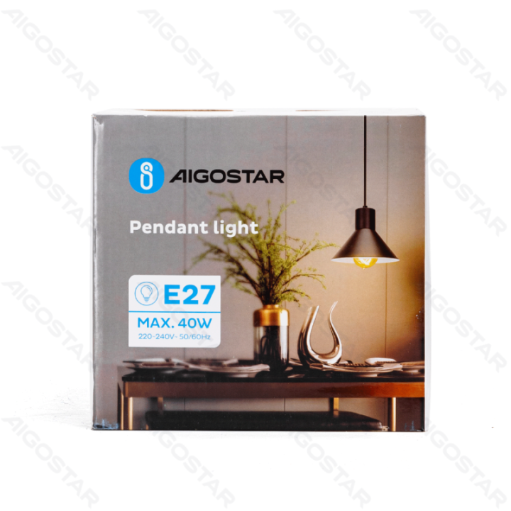 Geležinis pakabinamas šviestuvas juodas (be šviesos šaltinio) E27