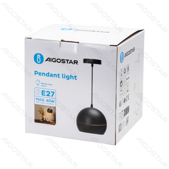 Iron pendant light black (without light source) E27