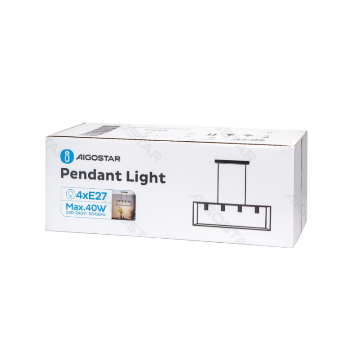 4-ių krypčių metalinis pakabinamas šviestuvas su reguliuojamu strypu, E27