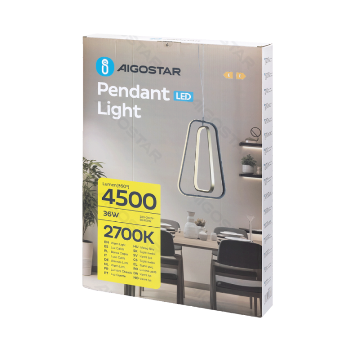 Aliumininis pakabinamas šviestuvas 36W 2700K