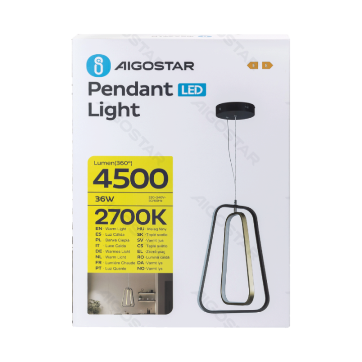 Aliumininis pakabinamas šviestuvas 36W 2700K