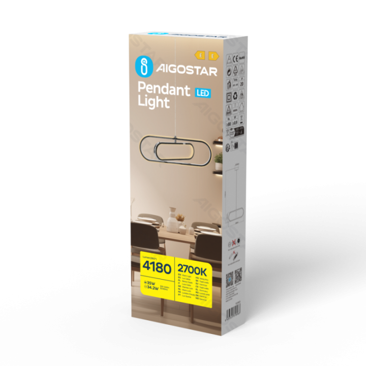 Metalo ir silikono LED pakabinamas šviestuvas, 35W, 2700K