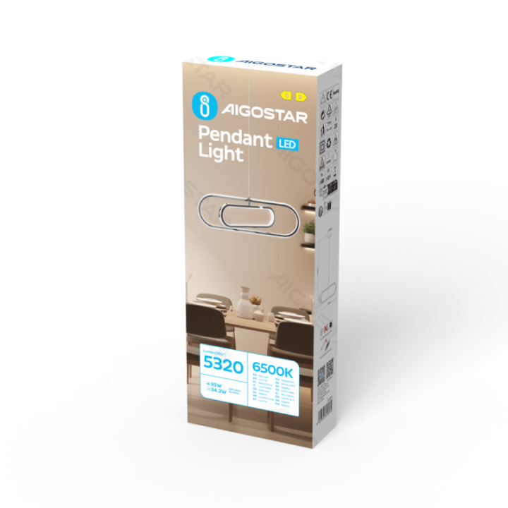 Metalo ir silikono LED pakabinamas šviestuvas, 35W, 6500K