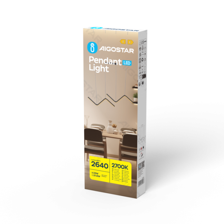 Metalo ir silikono LED pakabinamas šviestuvas, 23W, 2700K