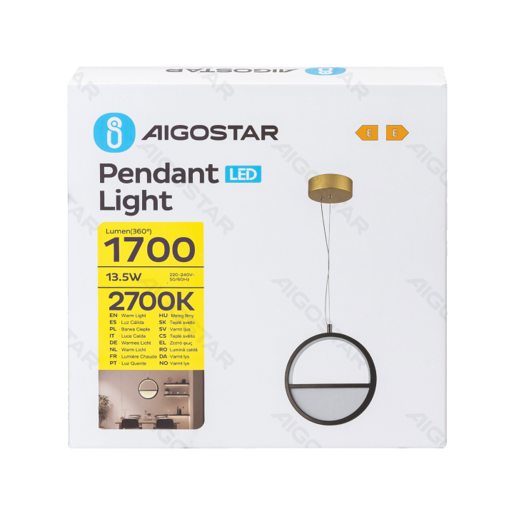Aluminum pendant light 13.5W 2700K