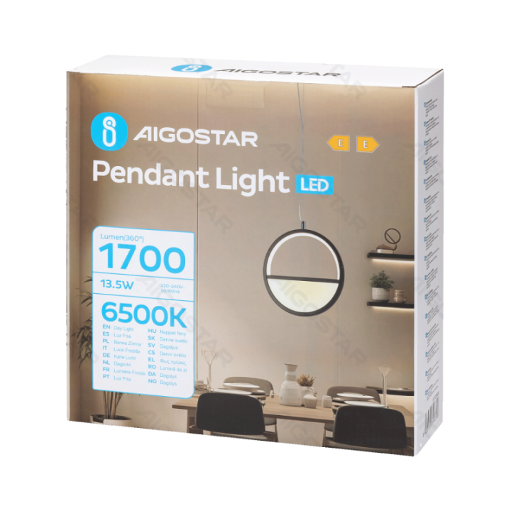 Aluminum pendant light 13.5W 6500K