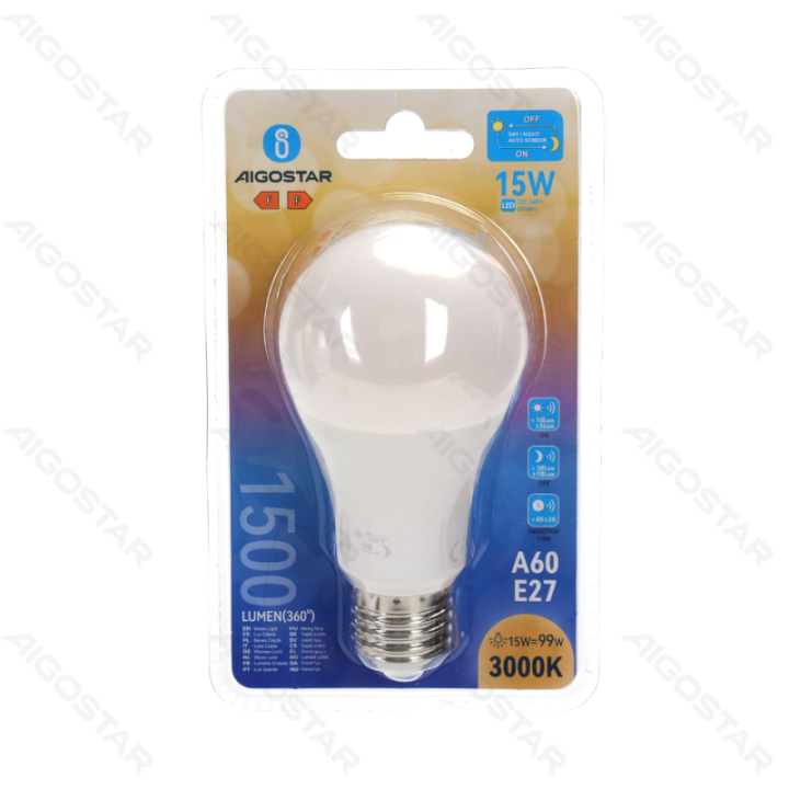 LED šviesai jautri indukcinė lemputė A60 E27 15W 3000K