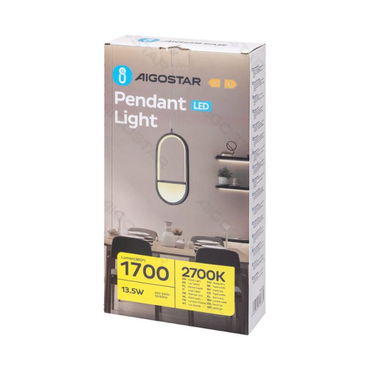 Aliuminio pakabinamas šviestuvas 13.5W 2700K