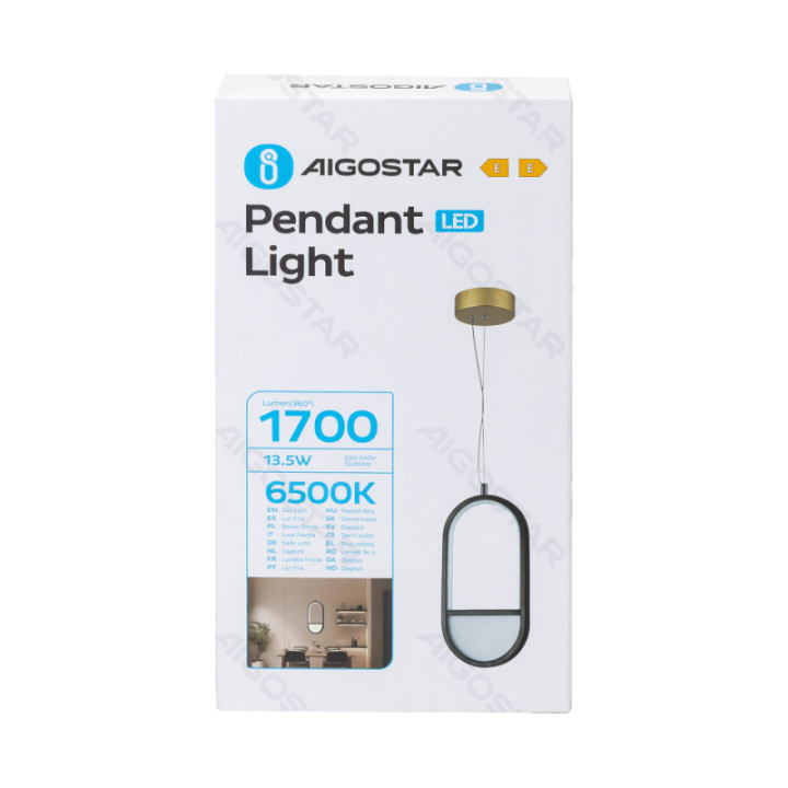 Aluminum pendant light 13.5W 6500K