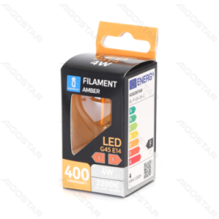 LED Filament Bulb (Amber) G45 E14 4W