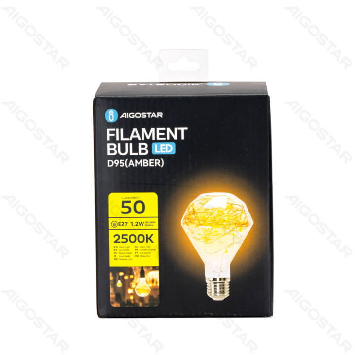 LED varinės vielos filamento lemputė D95 E27