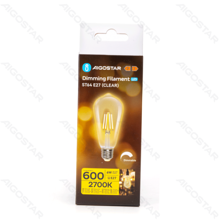 LED dimming filament ST64 E27 6W 2700K