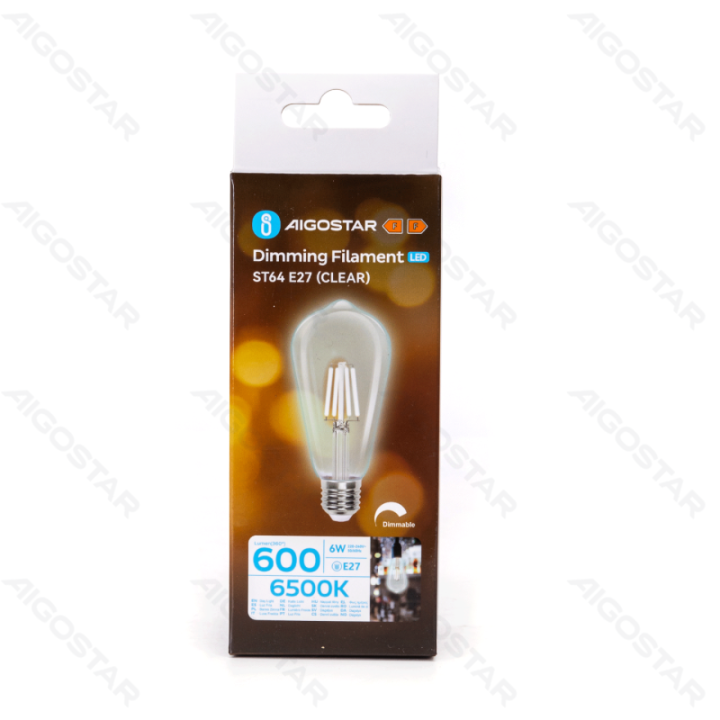 LED dimming filament ST64 E27 6W 6500K