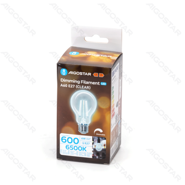 LED dimming filament A60 E27 6W 6500K