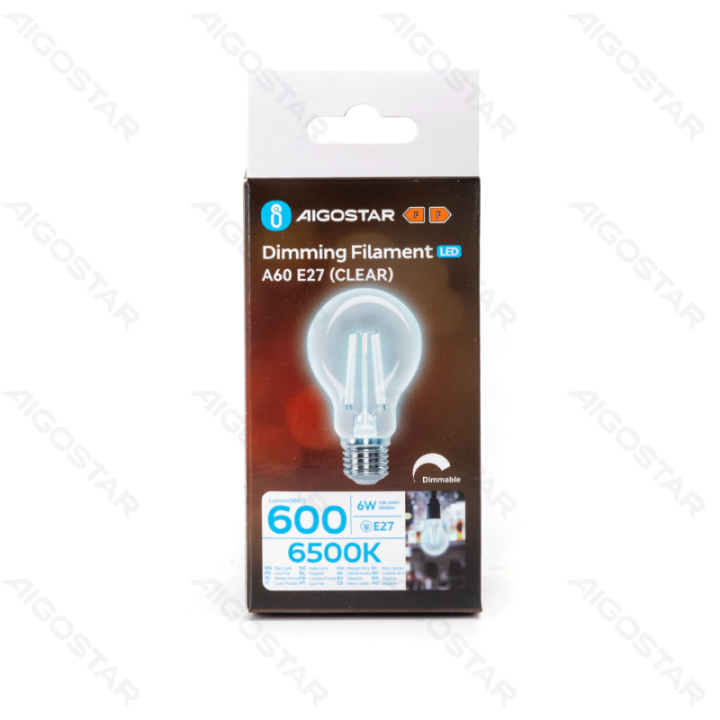 LED dimming filament A60 E27 6W 6500K