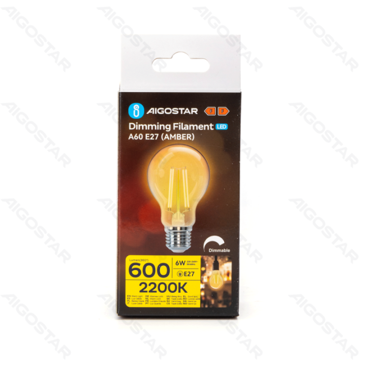 LED dimming filament A60 E27 6W 2200K