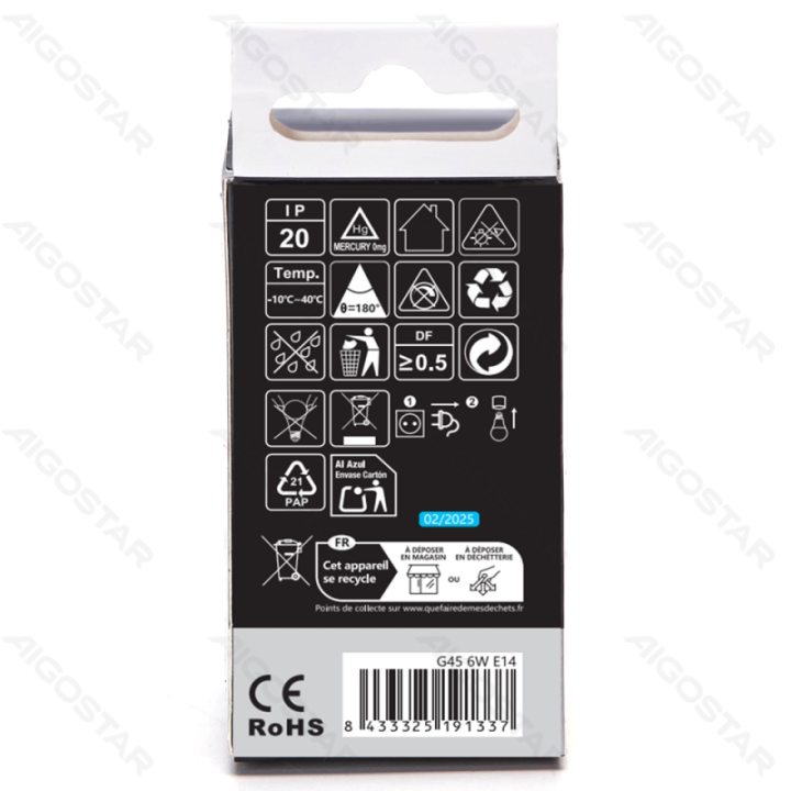 LED G45 E14 6W 6500K