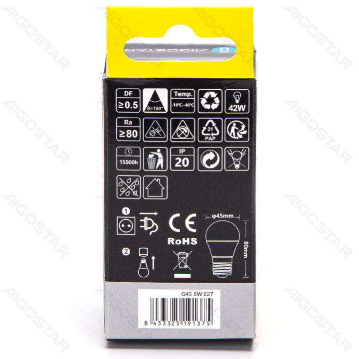 LED G45 E27 6W 4000K