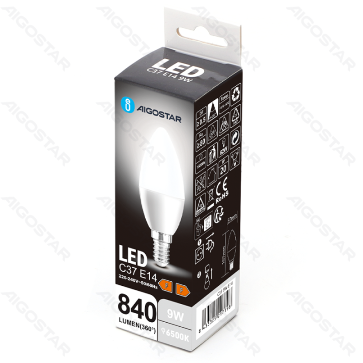 LED C37 E14 9W 6500K