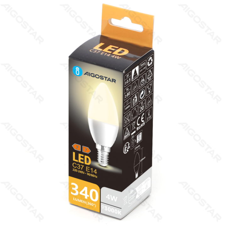 LED C37 E14 4W 3000K