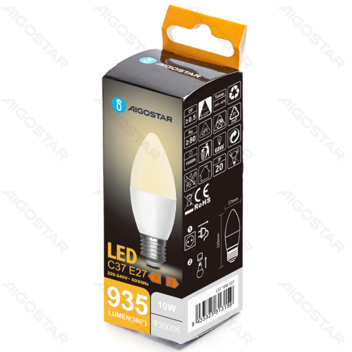 LED C37 E27 10W 3000K