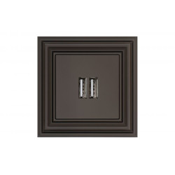 USB kroviklis, 2 lizdų: 2.4A ir 1.0A/DC5,1V-3,4A max 17W "Retro" ruda matinė