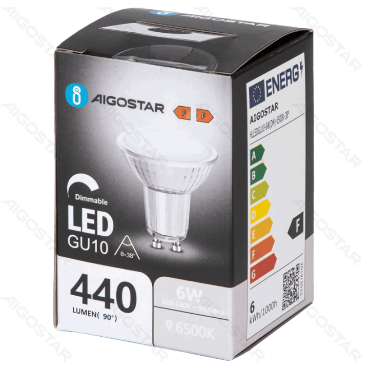 LED GU10 6W 6500K dimmable glass lamp cup