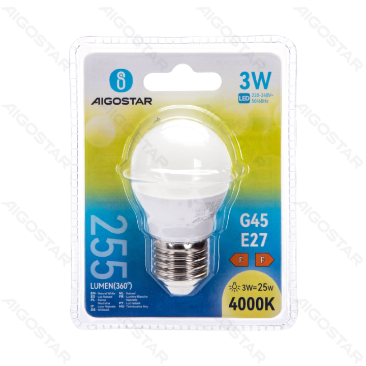 LED G45 Globe Bulb-E27-3W-4000K-255lm