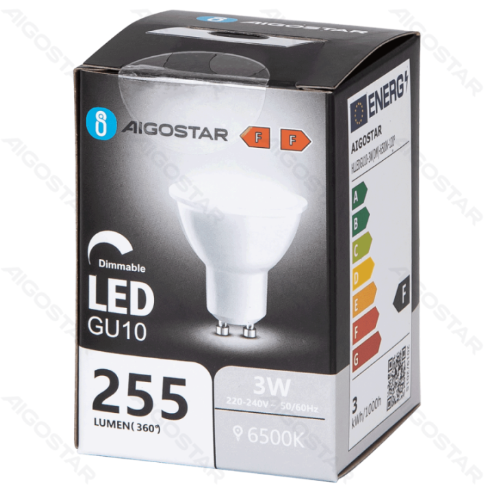 LED GU10 3W 6500K Reguliuojamas lempos gaubtas