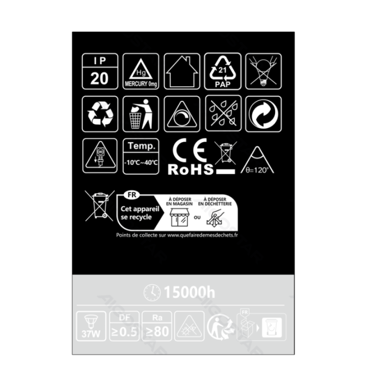 LED GU10 4.9W 2700K Reguliuojamas lempos gaubtas