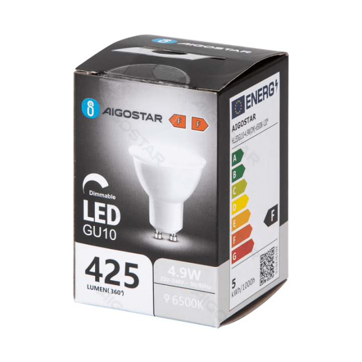 LED GU10 4.9W 6500K Reguliuojamas lempos gaubtas