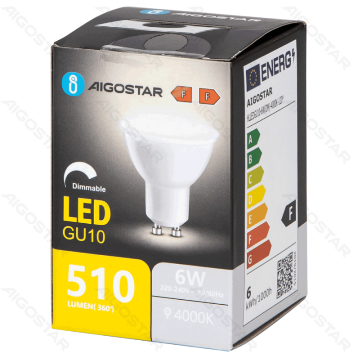 LED GU10 6W 4000K Reguliuojamas lempos gaubtas