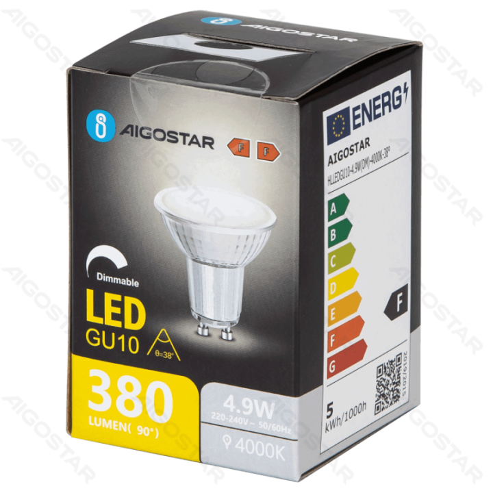 LED GU10 4.9W 4000K dimmable glass lamp cup