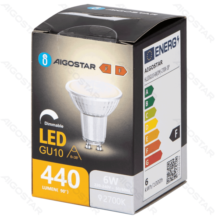LED GU10 6W 2700K dimmable glass lamp cup