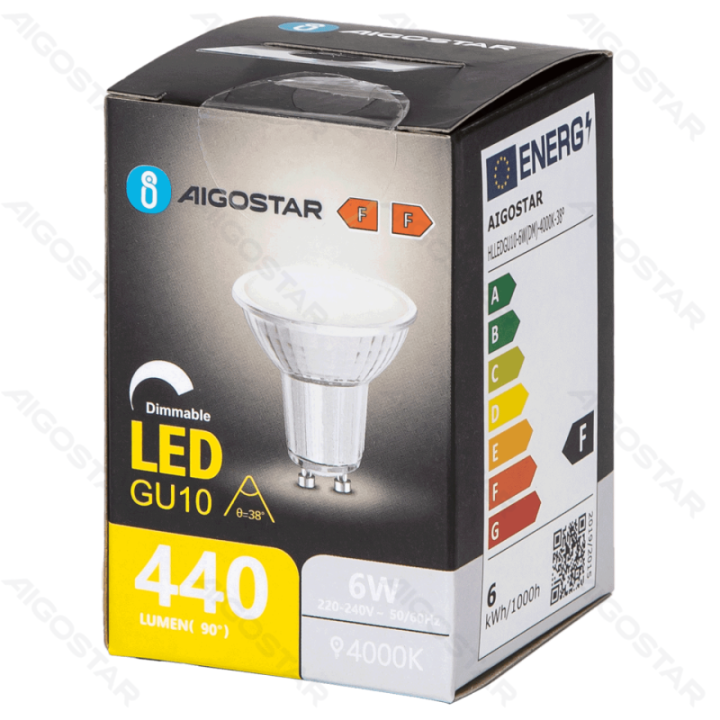 LED GU10 6W 4000K dimmable glass lamp cup